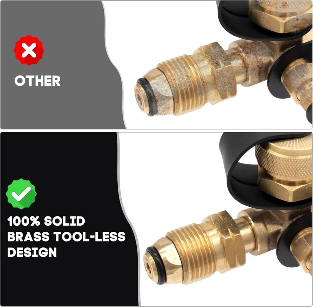 4 Port Propane Brass Tee Adapter Kit Propane Tank Tee Connector RV External Propane Tank Adapter Propane Distribution Tree for RV Propane Tank Accessories, Propane Tank Regulator with POL Connector 4 Port Propane Brass Tee Adapter Kit Propane Tank Tee Connector RV External Propane Tank Adapter Propane Distribution Tree for RV Propane Tank Accessories, Propane Tank Regulator with POL Connector