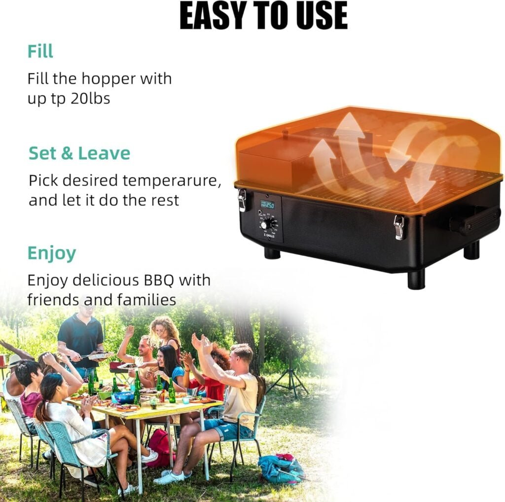 Z GRILLS Portable Pellet Smoker, Small Mini Grill for BBQ, Camping, Tailgating, RV, CRUISER 200A