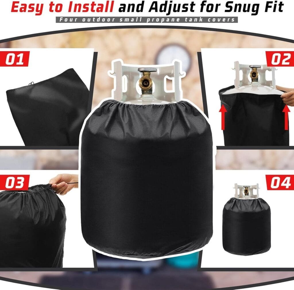4 Pcs Propane Tank Cover 20 lb Propane Cylinder Cover Heavy Duty Waterproof Propane Gas Tank Cover Reliable Weather Resistant RV Gas Cylinder Cover for Outdoor Grill Accessories, 12 x 23, Black 4 Pcs Propane Tank Cover 20 lb Propane Cylinder Cover Heavy Duty Waterproof Propane Gas Tank Cover Reliable Weather Resistant RV Gas Cylinder Cover for Outdoor Grill Accessories, 12 x 23, Black