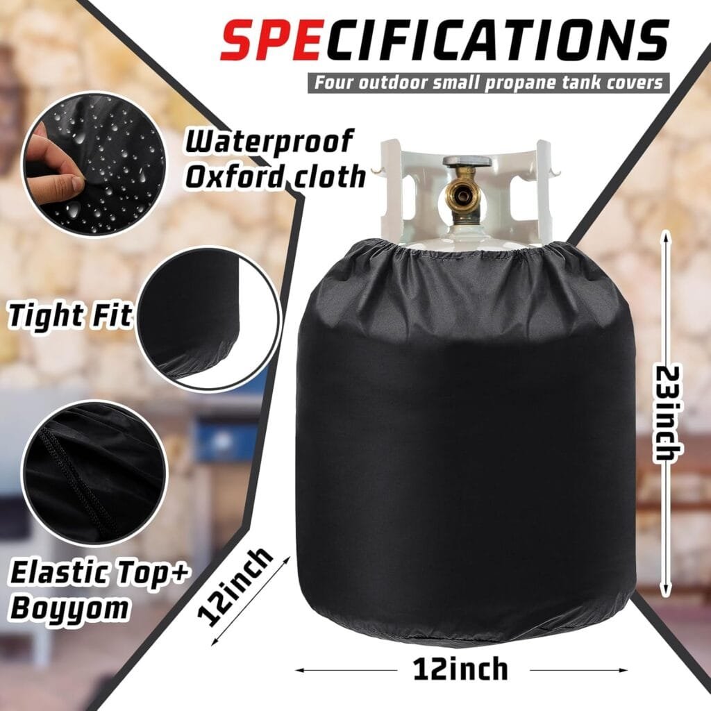 4 Pcs Propane Tank Cover 20 lb Propane Cylinder Cover Heavy Duty Waterproof Propane Gas Tank Cover Reliable Weather Resistant RV Gas Cylinder Cover for Outdoor Grill Accessories, 12 x 23, Black 4 Pcs Propane Tank Cover 20 lb Propane Cylinder Cover Heavy Duty Waterproof Propane Gas Tank Cover Reliable Weather Resistant RV Gas Cylinder Cover for Outdoor Grill Accessories, 12 x 23, Black