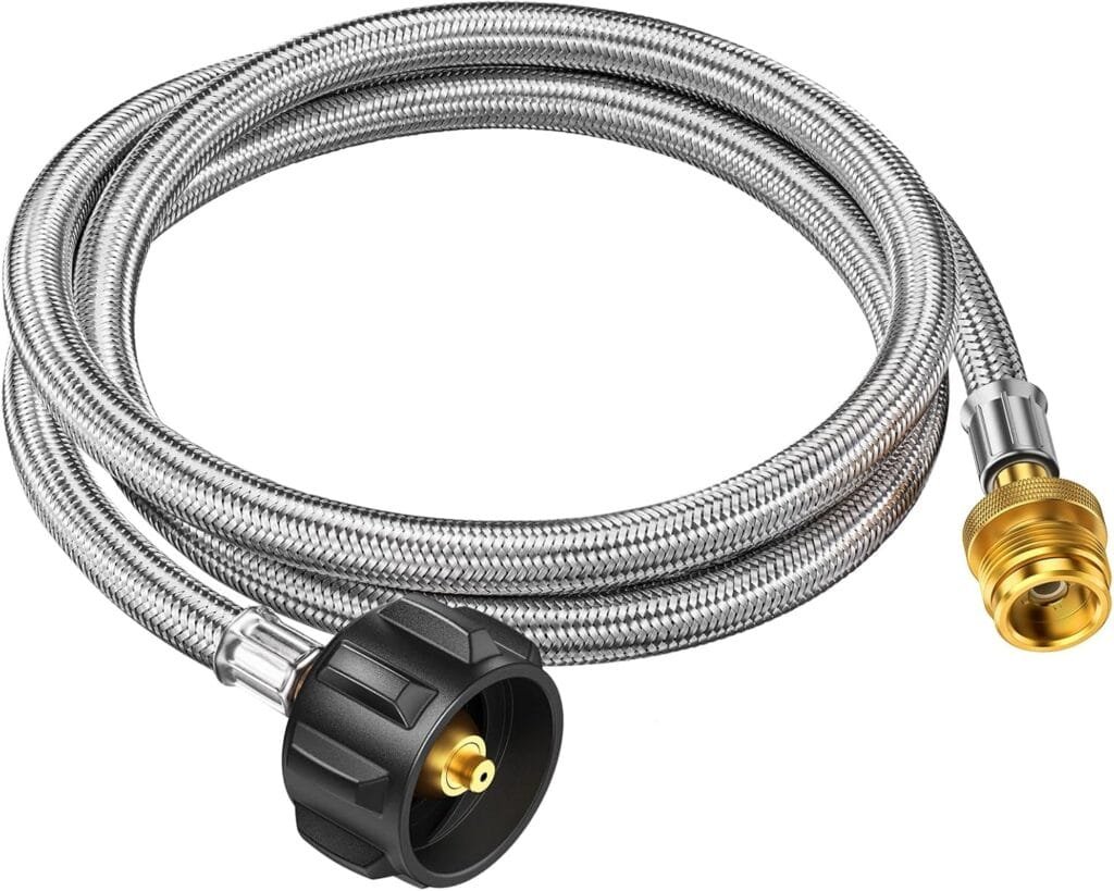 5FT Propane Hose Adapter 1lb to 20lb, Propane Adapter Hose, Propane Tank Hose Fit for Weber Q Grill/Black Stone Griddle/Coleman Camping Stove/Buddy Heater
