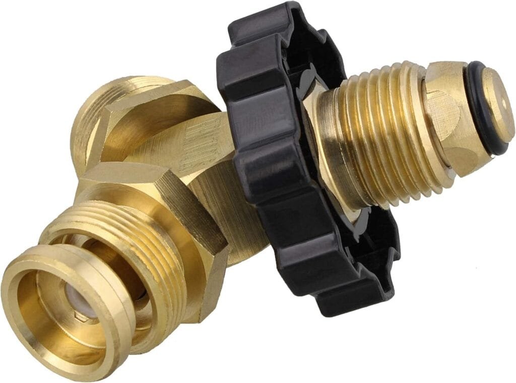 BISupply 1-Inch 2 Male POL to QCC1 Propane Y Splitter Converter Propane Tank Adapter Fitting for BBQ Grill or Camp Stove BISupply 1-Inch 2 Male POL to QCC1 Propane Y Splitter Converter Propane Tank Adapter Fitting for BBQ Grill or Camp Stove