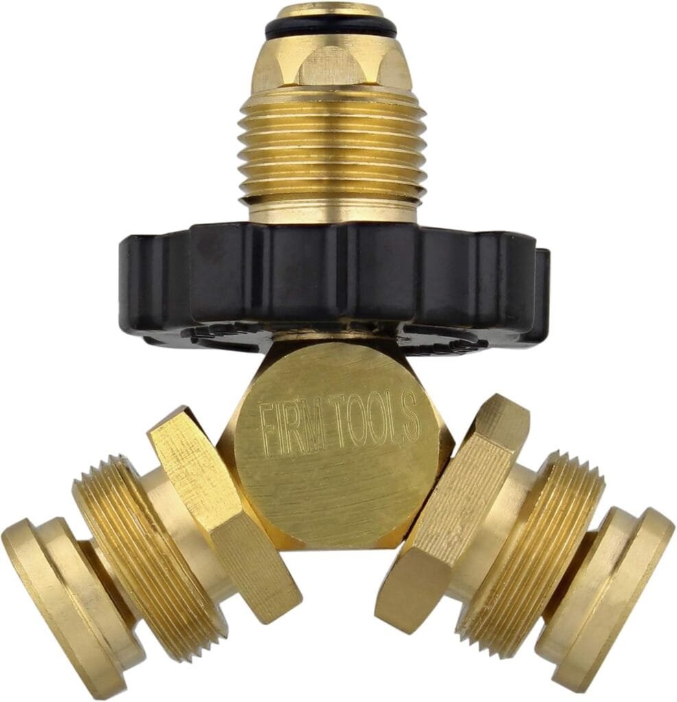 BISupply 1-Inch 2 Male POL to QCC1 Propane Y Splitter Converter Propane Tank Adapter Fitting for BBQ Grill or Camp Stove BISupply 1-Inch 2 Male POL to QCC1 Propane Y Splitter Converter Propane Tank Adapter Fitting for BBQ Grill or Camp Stove