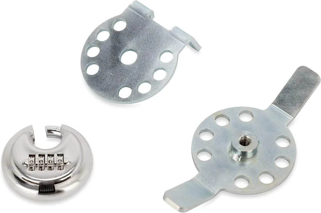 Camco Double Propane Tank Locking Device | Safely Secures (2) Propane Tanks to Your RV for Theft Prevention | Lock Included | Works with Conventional and Airstream Setups (40590)