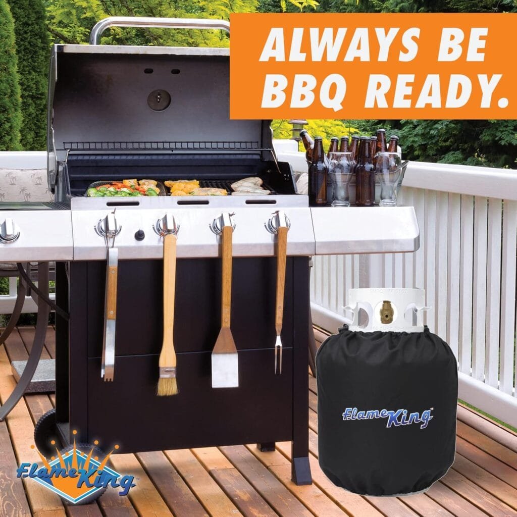 Flame King PTC-01 Propane Tank Cover for 20-lb Cylinders-for Outdoor and Indoor Use, Black