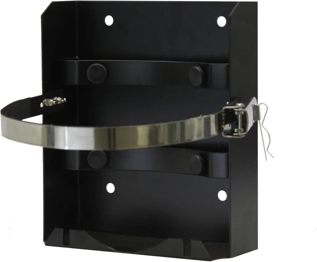 Flame King T-Rack 5LB Propane Tank Mounting Bracket Strap for RV, Trailers, Campervan, Jeep and Overland Vehicles Flame King T-Rack 5LB Propane Tank Mounting Bracket Strap for RV, Trailers, Campervan, Jeep and Overland Vehicles