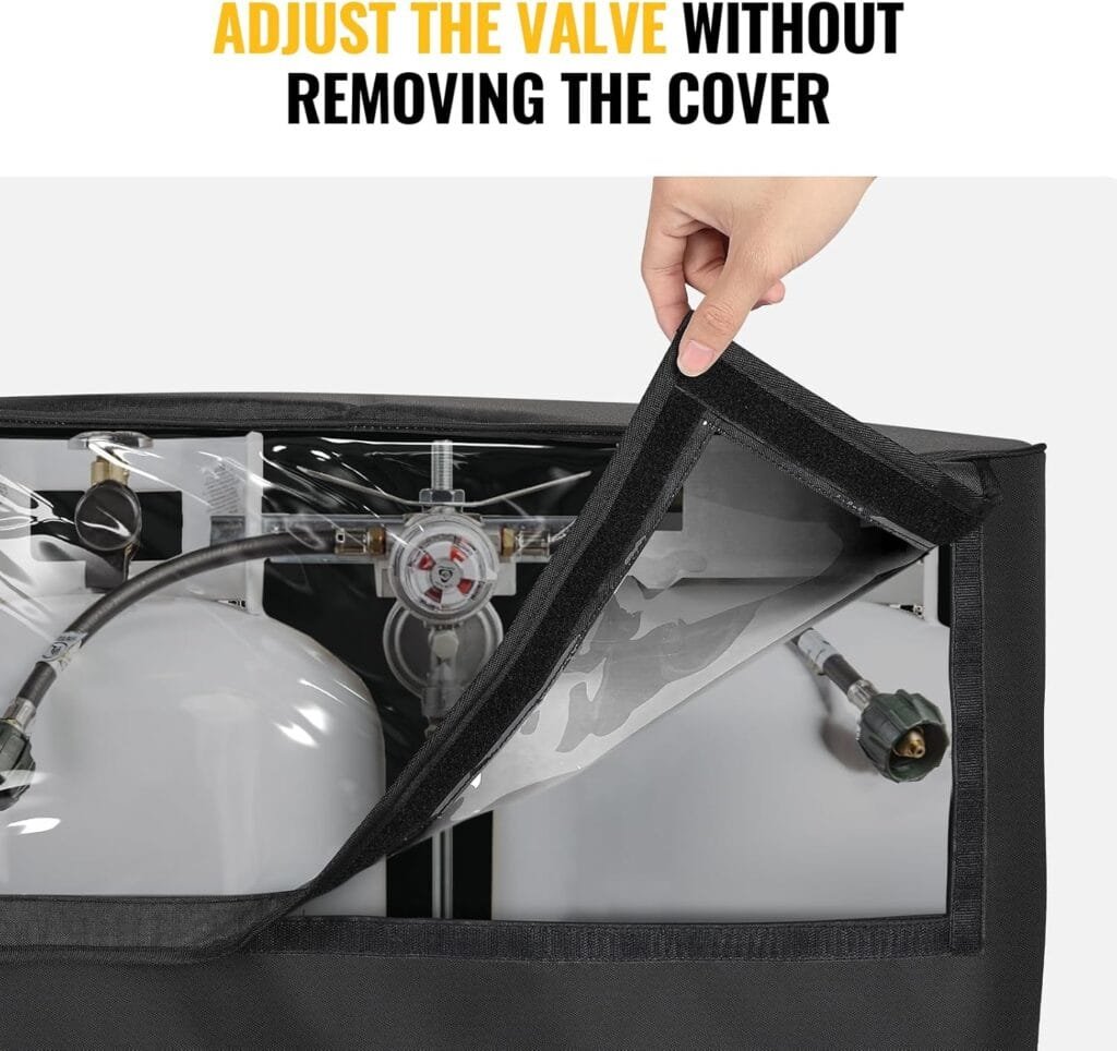 BougeRV RV Trailer Propane Tank Cover, Visible for Valve, Fit for Dual 20lb Tanks, Waterproof 600D Oxford Replacement Covers for RV/Trailer/Camper, RV Parts RV Accessories (Black) BougeRV RV Trailer Propane Tank Cover, Visible for Valve, Fit for Dual 20lb Tanks, Waterproof 600D Oxford Replacement Covers for RV/Trailer/Camper, RV Parts RV Accessories (Black)