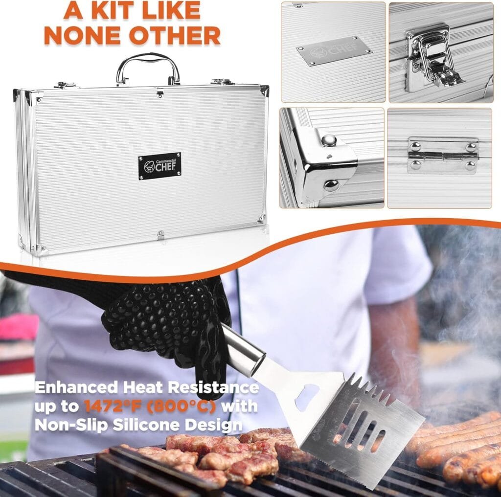Commercial Chef Barbeque Grill Accessories for Outdoor Grill - Grilling Accessories - BBQ Grill Set - Grilling Gifts for Men BBQ Smoker Accessories - BBQ Accessories - 25 PC Commercial Chef Barbeque Grill Accessories for Outdoor Grill - Grilling Accessories - BBQ Grill Set - Grilling Gifts for Men BBQ Smoker Accessories - BBQ Accessories - 25 PC