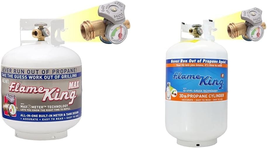 Flame King 20 LB Steel Propane Tank Bundle with 1 LB Refillable Propane Cylinder Tank Flame King 20 LB Steel Propane Tank Bundle with 1 LB Refillable Propane Cylinder Tank