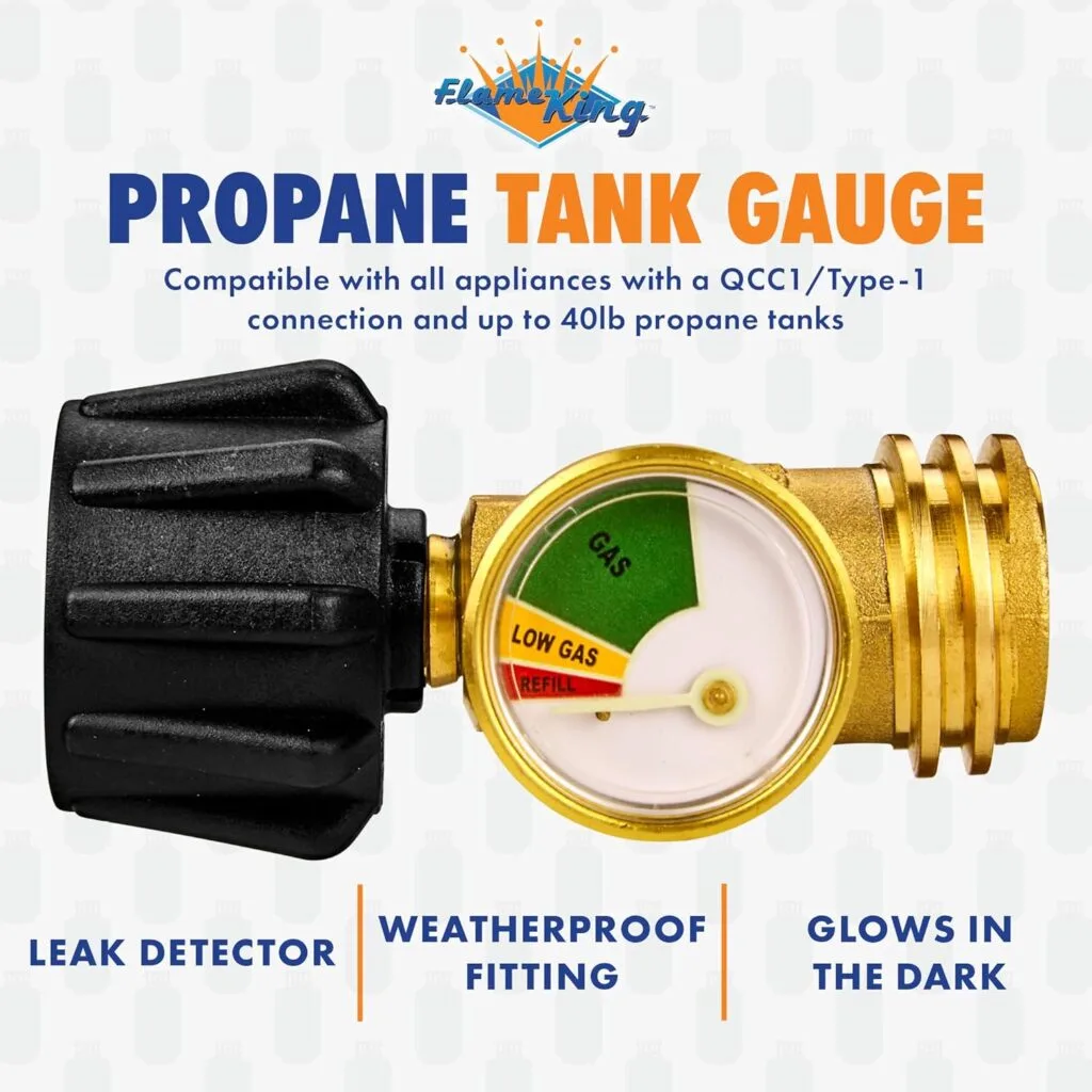 Flame King 40 LB Steel Propane Tank Cylinder with Overflow Protection Device Valve and Propane Tank Gauge Level Indicator Flame King 40 LB Steel Propane Tank Cylinder with Overflow Protection Device Valve and Propane Tank Gauge Level Indicator