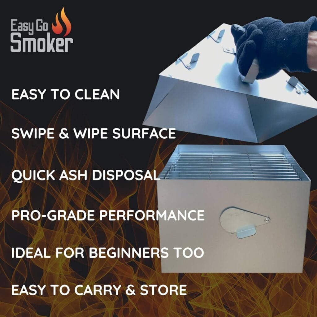 Foldable  Portable Vertical Pellet Smoker - 19.7” Meat Smoker for BBQ Grill, Outdoor Cooking, Camping  RV - Easy to transport and storage - Includes Carrier Bag, Spoon  Thermometer – EasyGoSmoker