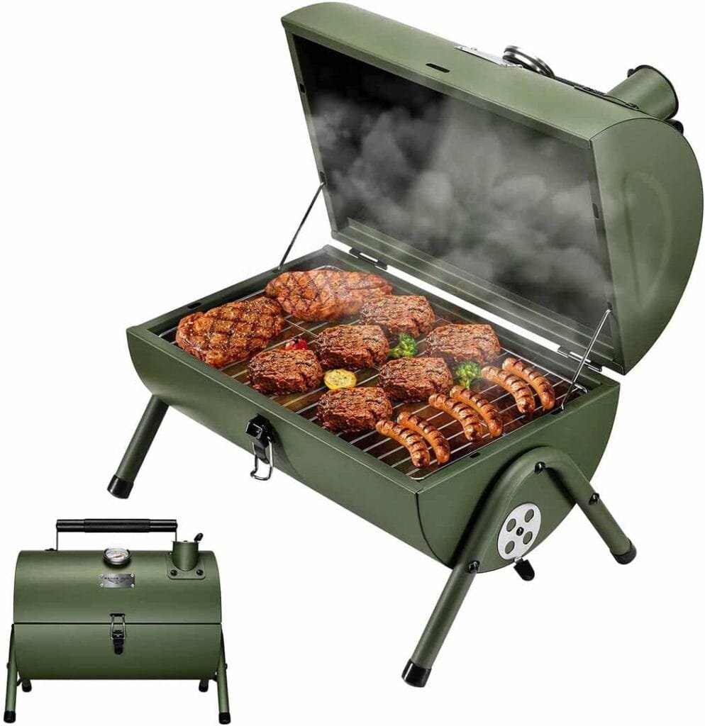 MAISON HUIS Adjustable Portable Charcoal Grill Multi-functional Metal Small BBQ Smoker for Outdoor Hiking Picnic(Green) MAISON HUIS Adjustable Portable Charcoal Grill Multi-functional Metal Small BBQ Smoker for Outdoor Hiking Picnic(Green)