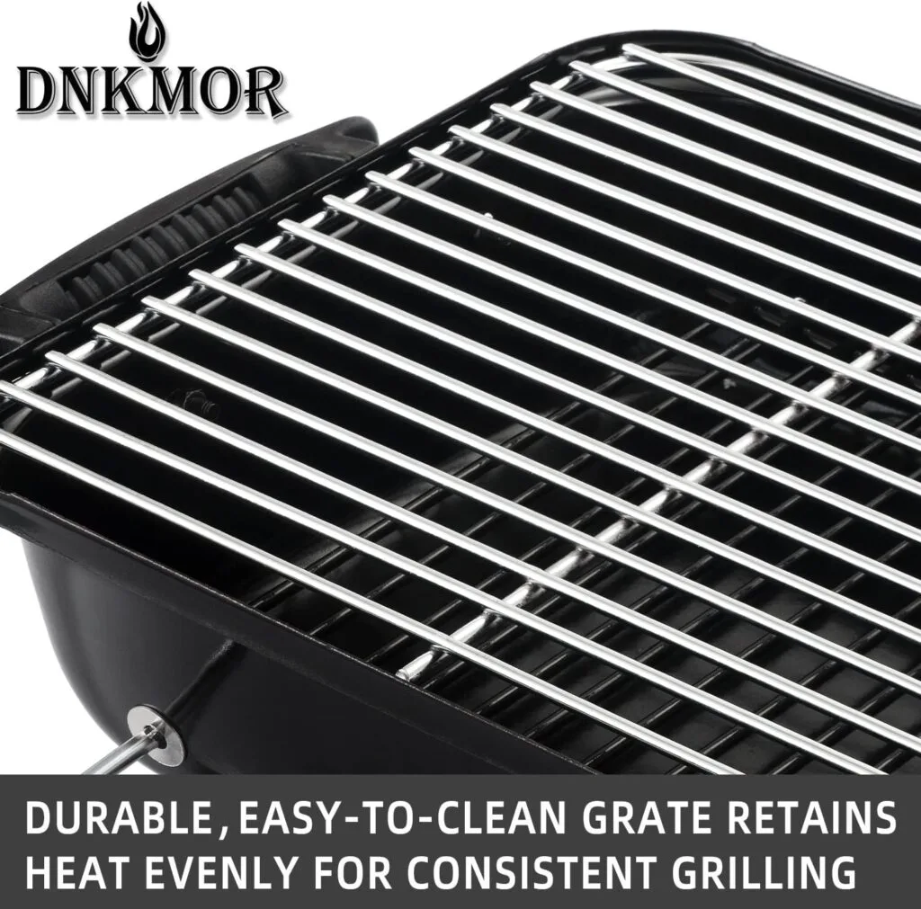 Portable Charcoal Grill, Tabletop Outdoor Barbecue Smoker, Small BBQ Grill for Outdoor Cooking Backyard Camping Picnics Beach by DNKMOR BLACK Portable Charcoal Grill, Tabletop Outdoor Barbecue Smoker, Small BBQ Grill for Outdoor Cooking Backyard Camping Picnics Beach by DNKMOR BLACK
