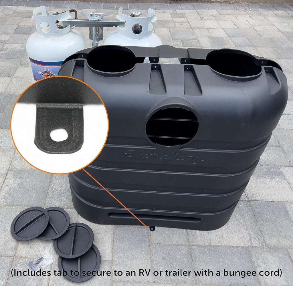 Flame King Dual 30LB LP Propane Tank Light Plastic Heavy Duty Cover for RV, Travel Trailer, Camper - White
