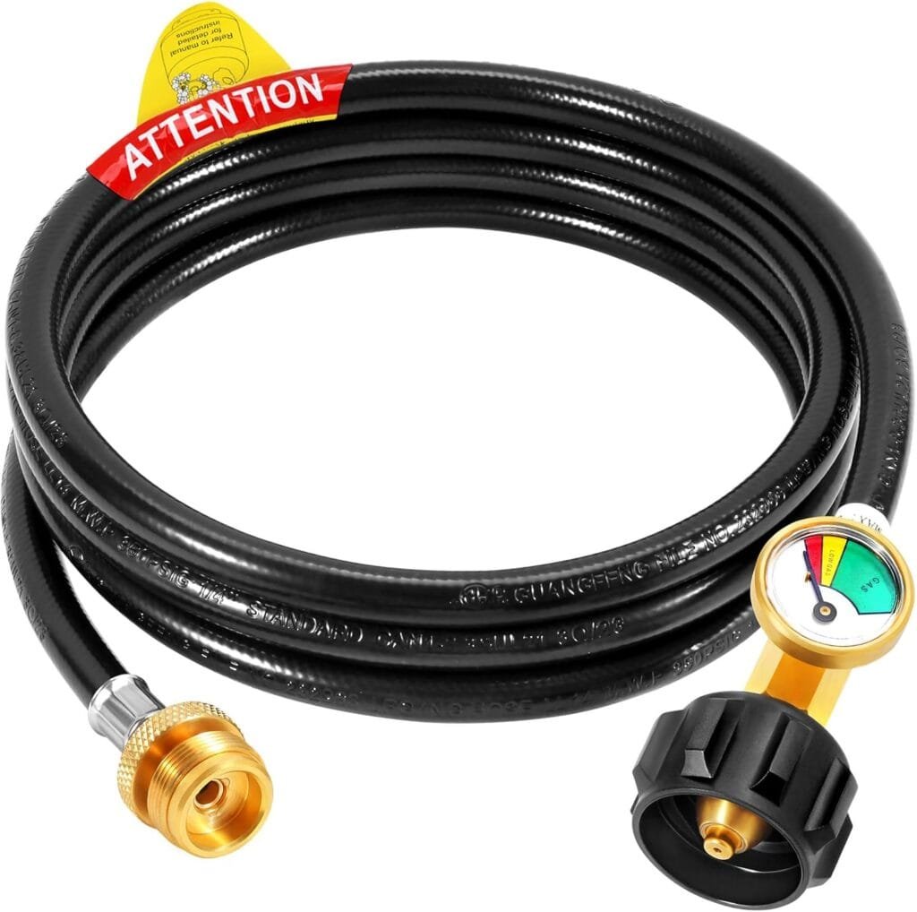GasSaf 3FT Propane Hose, Propane Adapter Hose 1lb to 20lb Connection, Propane Tank Adapter and Gauge Fit for Weber Q Grills, Coleman Stoves, Blackstone Grills, Buddy Heaters More GasSaf 3FT Propane Hose, Propane Adapter Hose 1lb to 20lb Connection, Propane Tank Adapter and Gauge Fit for Weber Q Grills, Coleman Stoves, Blackstone Grills, Buddy Heaters More