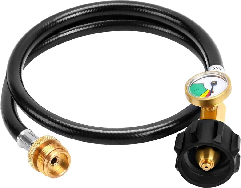 GasSaf 3FT Propane Hose, Propane Adapter Hose 1lb to 20lb Connection, Propane Tank Adapter and Gauge Fit for Weber Q Grills, Coleman Stoves, Blackstone Grills, Buddy Heaters More GasSaf 3FT Propane Hose, Propane Adapter Hose 1lb to 20lb Connection, Propane Tank Adapter and Gauge Fit for Weber Q Grills, Coleman Stoves, Blackstone Grills, Buddy Heaters More