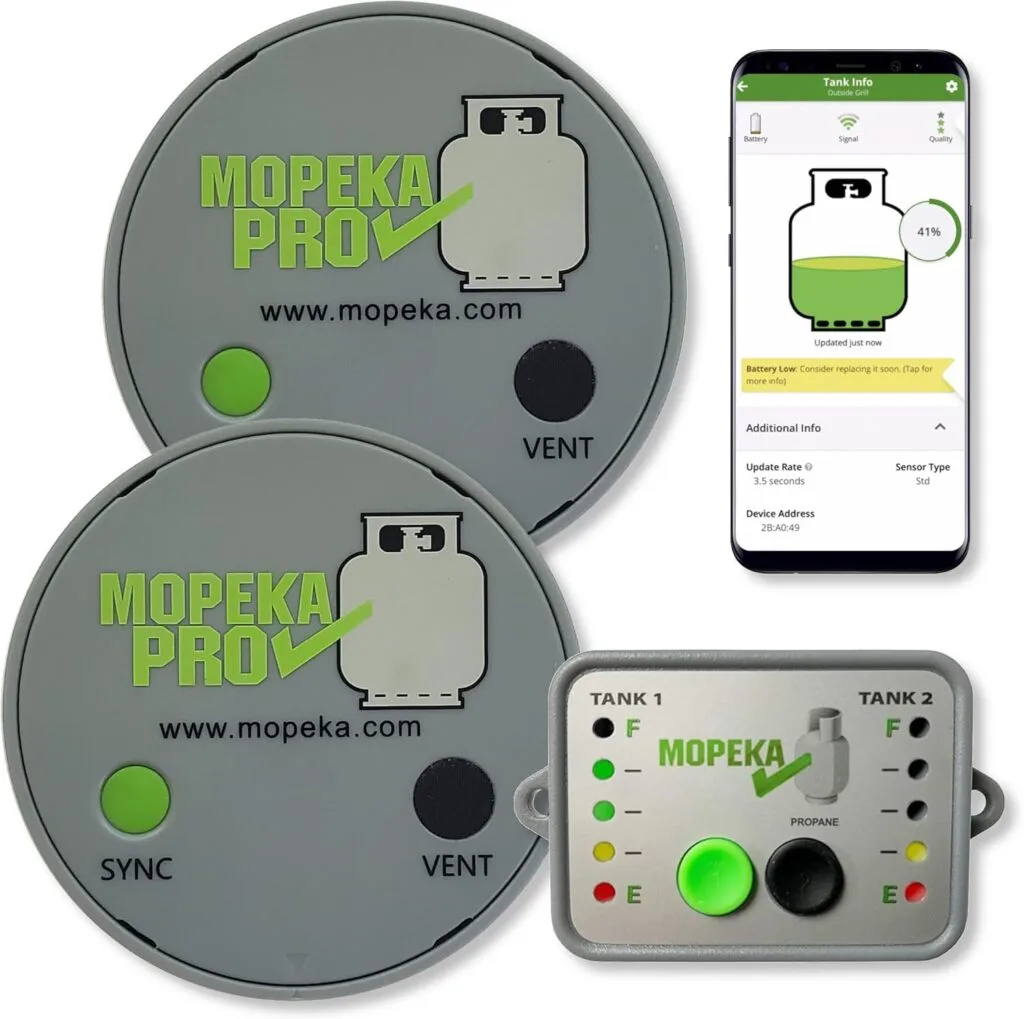 Mopeka Pro Check Bundle - 2 Pro Check Sensors and 1 LED Display - Wireless Propane Gauge for your Dual RV Tanks - Monitor Propane Levels Inside your RV on the LED Display or the Free Tank Check App