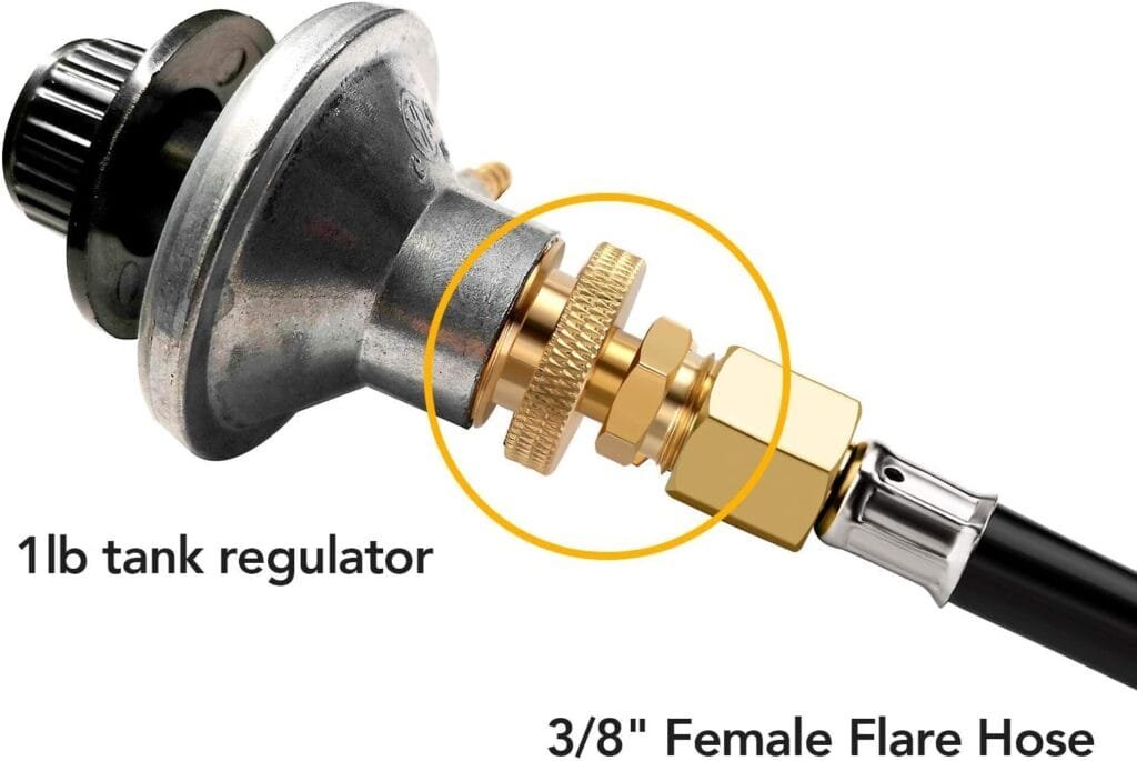 WADEO Portable 1LB Propane Tank Canister Regulator Adapter Connection to 3/8 Inch Male Flare Thread, Portable Camping Grill Stove Parts for Heaters, Burner, Cooker, Fire Pit Parts