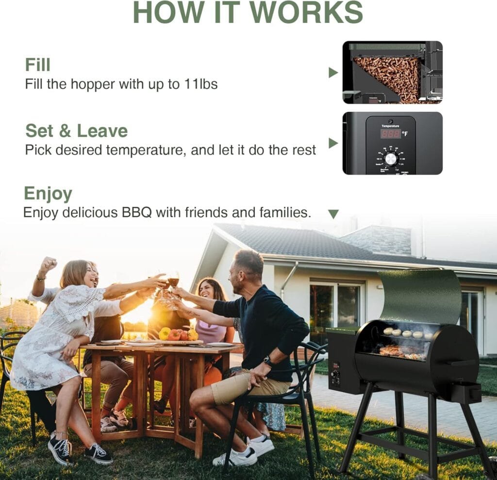 Wood Pellet Grill Smoker 8-in-1 Pellet Grill with Automatic Temperature Control, Rain Cover 456 Sq in Area for Backyard Camping Outdoor Wood Pellet Grill Smoker 8-in-1 Pellet Grill with Automatic Temperature Control, Rain Cover 456 Sq in Area for Backyard Camping Outdoor