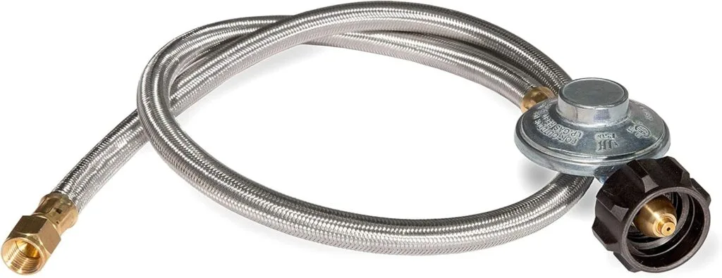 Blackstone 5154 Propane Stainless Steel Braided Hose Regulator for 22lb Tank, Gas Grill Griddle Animal, Weather Corrosion Resistant – Extends Up to 3 Feet Blackstone 5154 Propane Stainless Steel Braided Hose Regulator for 22lb Tank, Gas Grill Griddle Animal, Weather Corrosion Resistant – Extends Up to 3 Feet