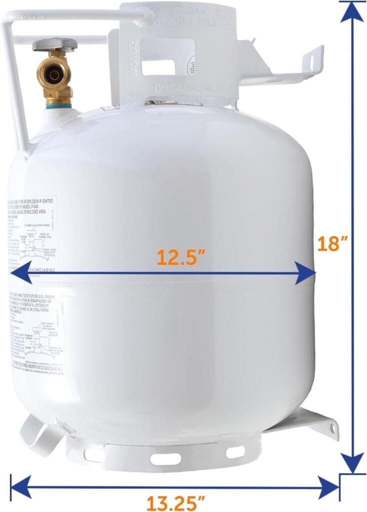 Flame King YSN201HZL 20-LB Steel Horizontal Propane Tank Cylinder for Fire Pits and Tables, Patio Heaters, Barbeques, RVs, and Truck Campers, White Flame King YSN201HZL 20-LB Steel Horizontal Propane Tank Cylinder for Fire Pits and Tables, Patio Heaters, Barbeques, RVs, and Truck Campers, White