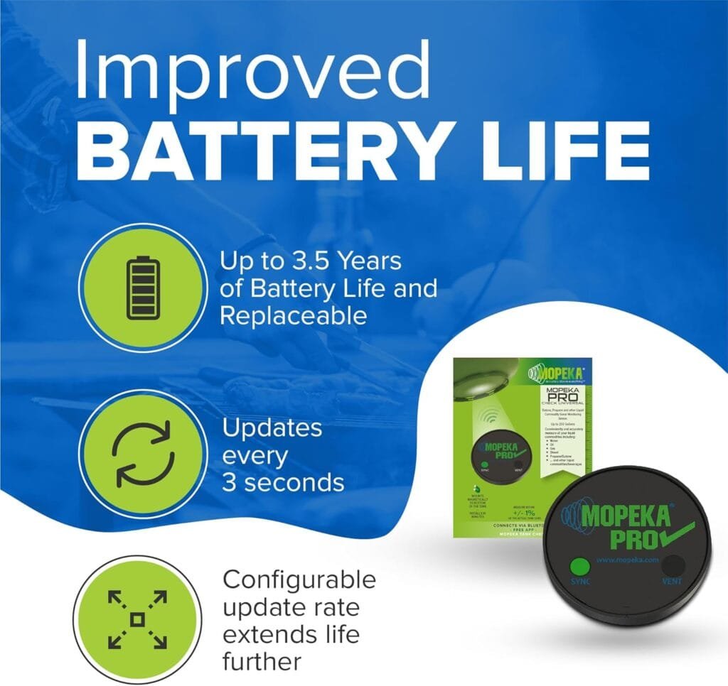 Mopeka Pro Check Universal Sensor with Mount Collar - RV Must Have Accessory to Monitor Outside Gray and Potable Water Tanks from Inside Your Camper - Or Diesel, Oil, 100 Gallon Water and Poly Tanks