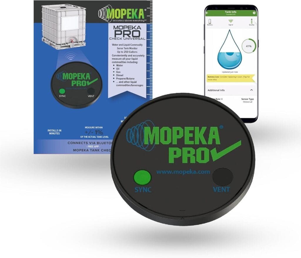 Mopeka Pro Check Universal Sensor with Mount Collar - RV Must Have Accessory to Monitor Outside Gray and Potable Water Tanks from Inside Your Camper - Or Diesel, Oil, 100 Gallon Water and Poly Tanks