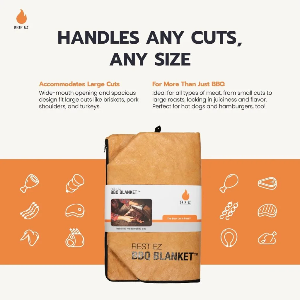 Rest EZ BBQ Blanket® - Insulated Meat Resting Bag for Moisture Retention and Tender BBQ - Heavy-Duty with Wide Mouth Design for Briskets, Pork Shoulders, Steaks Rest EZ BBQ Blanket® - Insulated Meat Resting Bag for Moisture Retention and Tender BBQ - Heavy-Duty with Wide Mouth Design for Briskets, Pork Shoulders, Steaks