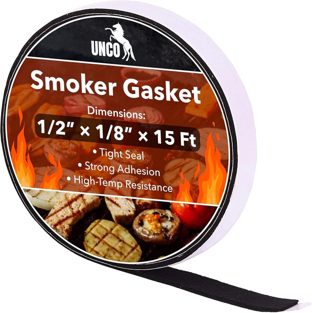 UNCO- Smoker Gasket, 15 Ft, 1/2X1/8, Grill Gasket, Heat Gasket, Smoker Heat Tape, Smoker Gasket Sealer High Temp, Kettle Grill Gasket, BBQ Gasket, High Temperature Gasket Smoker, Smoker Door Gasket UNCO- Smoker Gasket, 15 Ft, 1/2X1/8, Grill Gasket, Heat Gasket, Smoker Heat Tape, Smoker Gasket Sealer High Temp, Kettle Grill Gasket, BBQ Gasket, High Temperature Gasket Smoker, Smoker Door Gasket