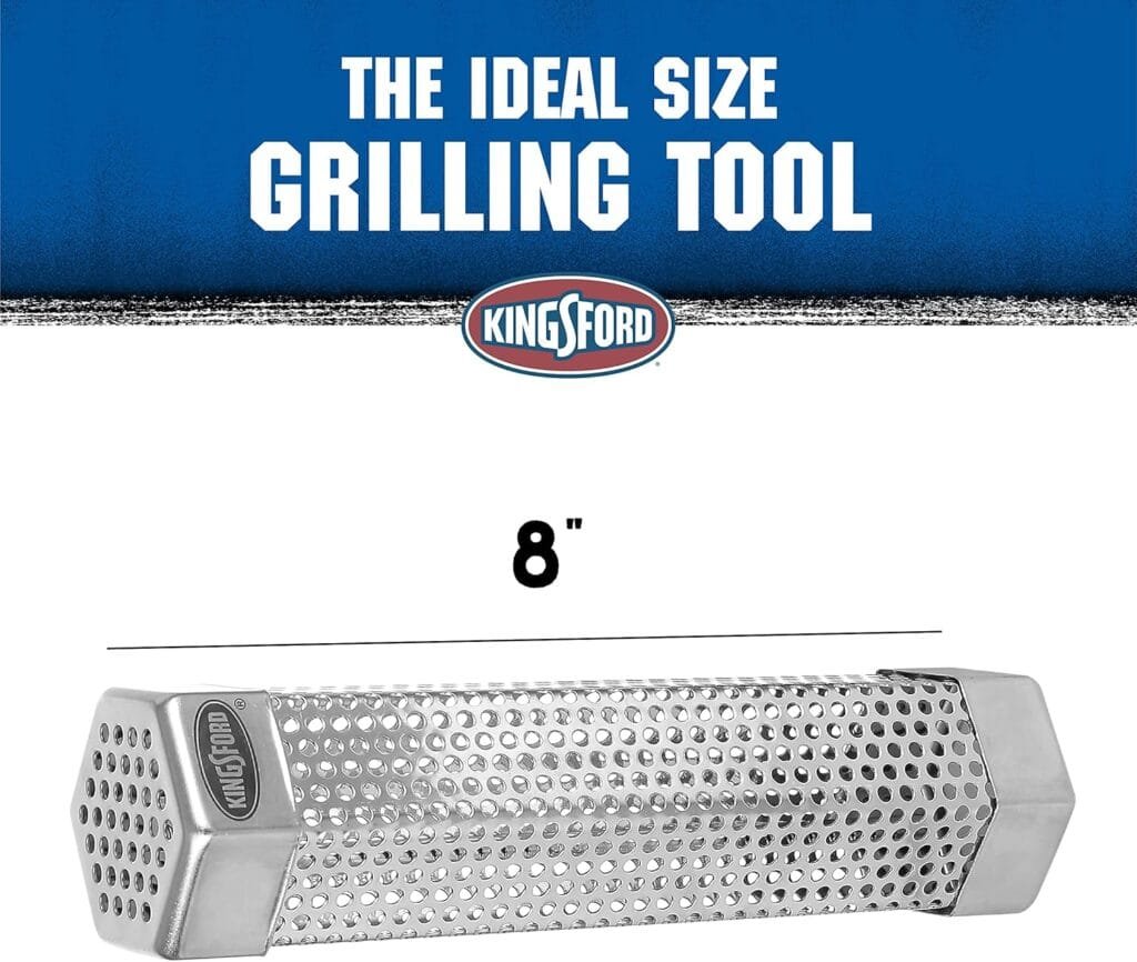 Kingsford 8 Inch Pellet Smoker Tube Hexagon With Box | Pellet Tube Smoker Turns Any Grill Into BBQ Smoker | Pellet Smoker Tube, Pellet Smoker Box, Grilling Tools, Smoker Pellets from Kingsford,Silver, 1 Count (Pack of 1)