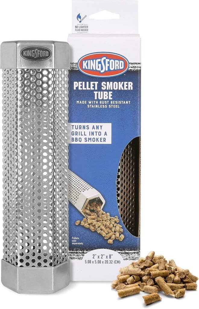Kingsford 8 Inch Pellet Smoker Tube Hexagon With Box | Pellet Tube Smoker Turns Any Grill Into BBQ Smoker | Pellet Smoker Tube, Pellet Smoker Box, Grilling Tools, Smoker Pellets from Kingsford,Silver, 1 Count (Pack of 1)