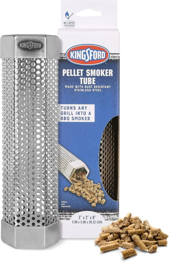 Kingsford 8 Inch Pellet Smoker Tube Hexagon With Box | Pellet Tube Smoker Turns Any Grill Into BBQ Smoker | Pellet Smoker Tube, Pellet Smoker Box, Grilling Tools, Smoker Pellets from Kingsford,Silver, 1 Count (Pack of 1)