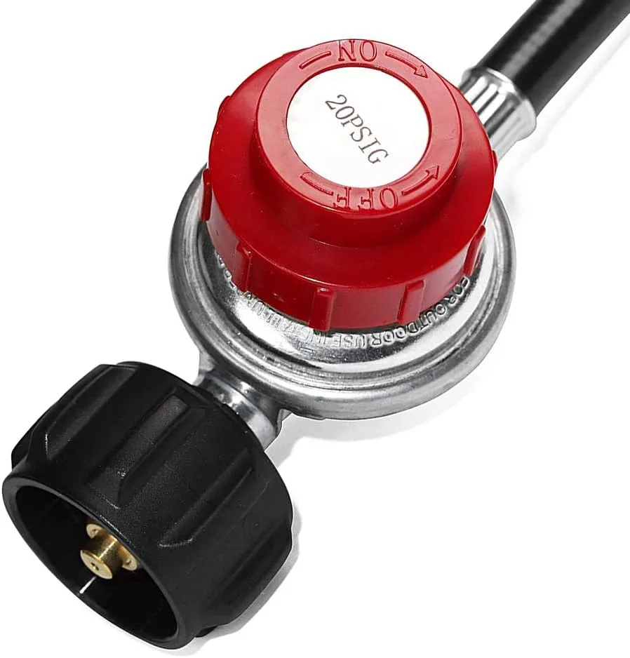 MCAMPAS 0-20 Psi Adjustable Propane Regulator with Hose. 4 FT Propane Hose Adapter with Brass Orifice 1/8 MNPT Fitting Fit for Turkey Fryer, Fish Cooker, Gas Burner MCAMPAS 0-20 Psi Adjustable Propane Regulator with Hose. 4 FT Propane Hose Adapter with Brass Orifice 1/8 MNPT Fitting Fit for Turkey Fryer, Fish Cooker, Gas Burner