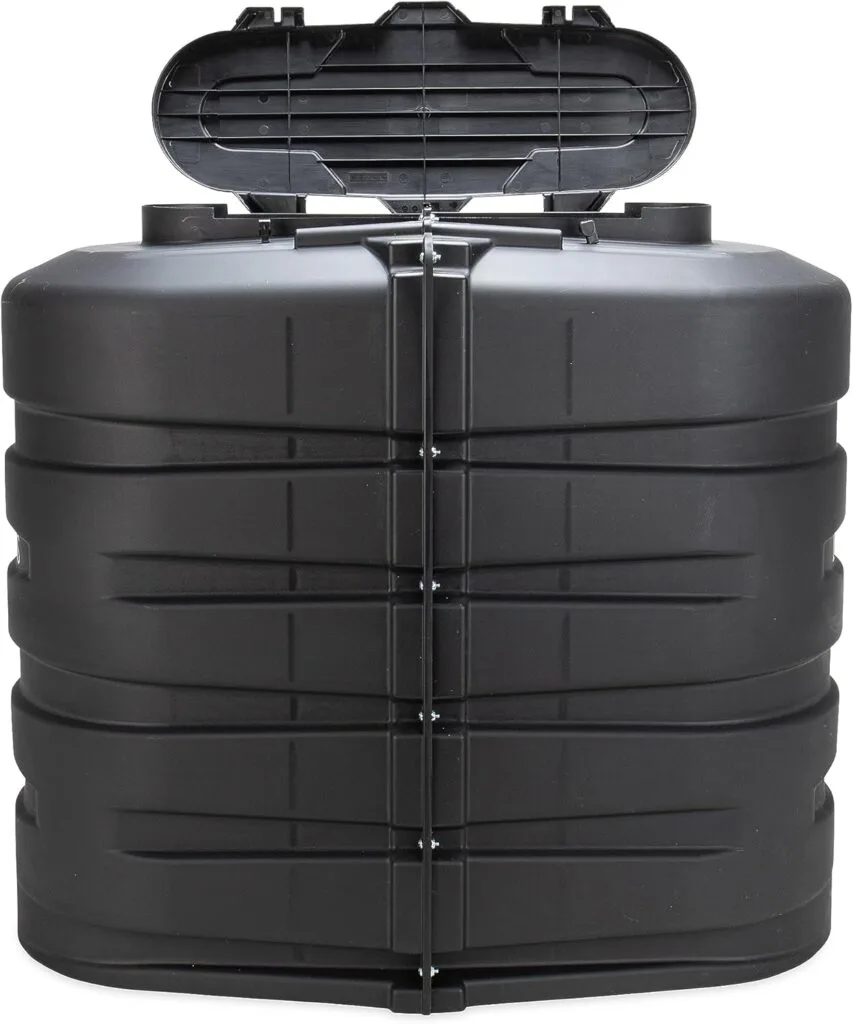 Camco Camper/RV Dual Propane Tank Cover | Features Hinged Top Panel  Custom Molded Design | Fits (2) 30lb Steel Tanks | Protects Propane Tanks During Travel, Camping and More | Black (50514)