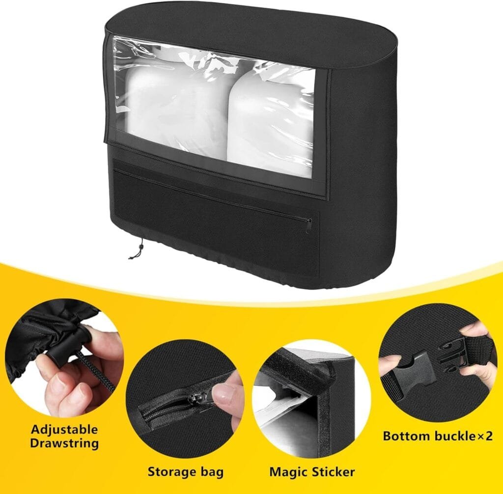 SIRUITON RV Trailer Propane Tank Cover, Visible for Valve, Fit for Dual 20lb Tanks, 600D Heavy Duty Oxford Cloth Replacement Covers for RV/Trailer/Camper, RV Parts RV Accessories (Black)