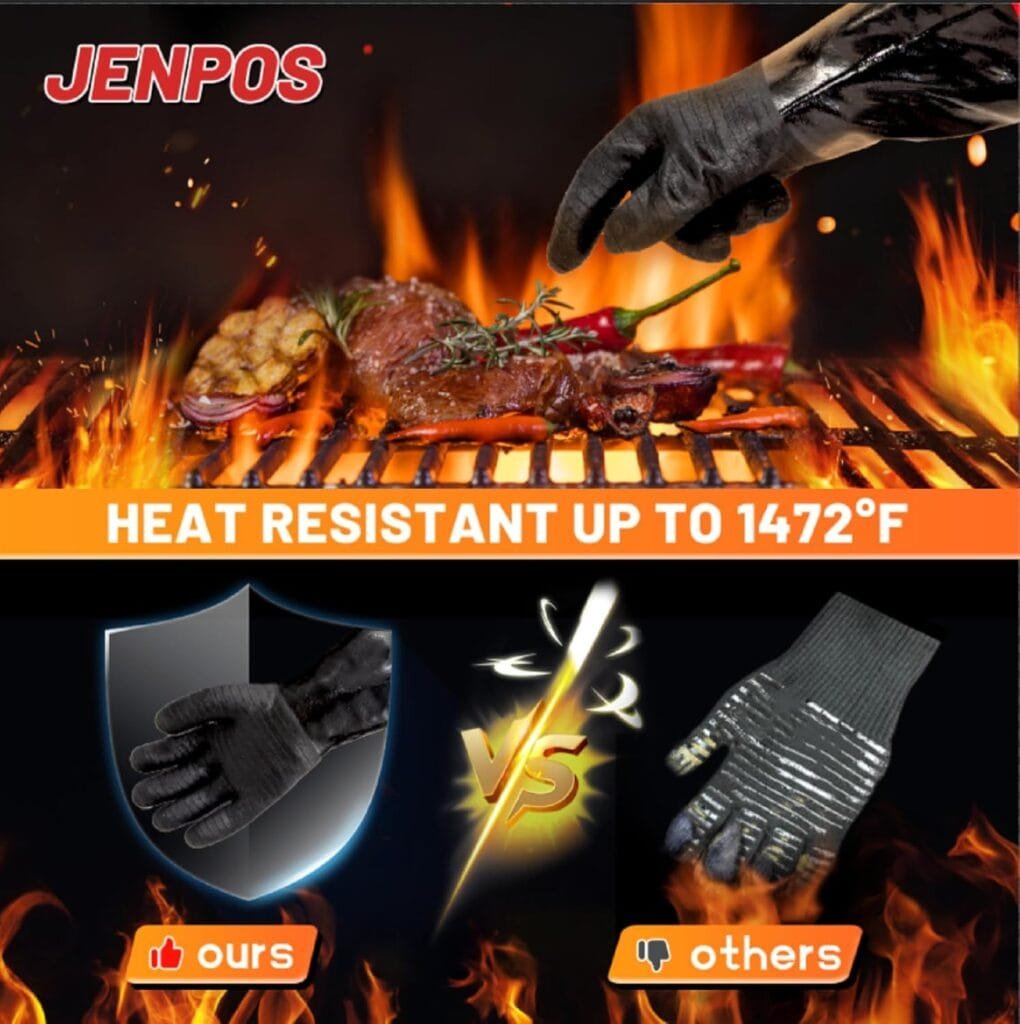 BBQ Gloves - 1472°F Thicken Heat Resistant Gloves w/S-Hook 14 in Kitchen Oven Mitts Waterproof Grill Gloves Oil Resistant Grilling Gloves Cooking Gloves for Turkey Fryer/Baking/Oven/Smoker BBQ Gloves - 1472°F Thicken Heat Resistant Gloves w/S-Hook 14 in Kitchen Oven Mitts Waterproof Grill Gloves Oil Resistant Grilling Gloves Cooking Gloves for Turkey Fryer/Baking/Oven/Smoker