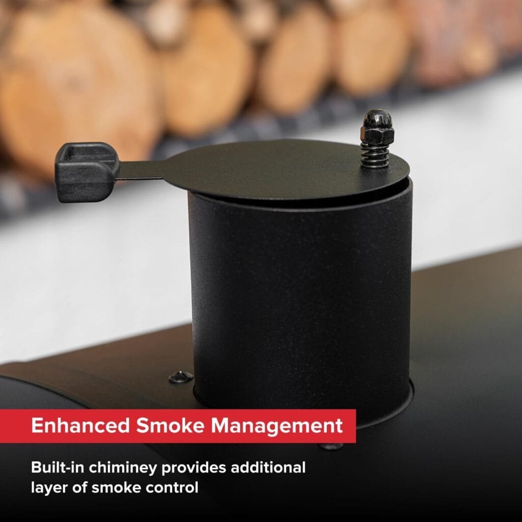 Nexgrill 17.5 Charcoal Grill with Side Shelf, 349 SQ In Cooking Space, Adjustable Chimney, Air Dampers, Temperature Gauge, Warming Rack, Barrel Smoker Grill for Camping, Picnics, and More - 810-0063