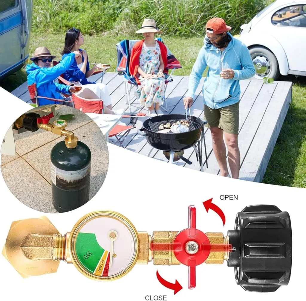 Propane Fitting Refill Adapter with Valve and Gauge,Brass Gas Refill Valve Cylinder Gas Tank Converter for Picnic Stove Head Refill Adapter Outdoor Camping Gas Tank Accessories Yellow Propane Fitting Refill Adapter with Valve and Gauge,Brass Gas Refill Valve Cylinder Gas Tank Converter for Picnic Stove Head Refill Adapter Outdoor Camping Gas Tank Accessories Yellow