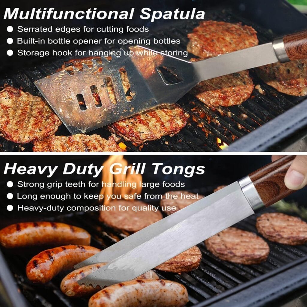 POLIGO 26PCS Heavy Duty BBQ Grill Accessories Set, Non-Slip Grill Tools for Outdoor Grill Set Thicker Stainless Steel Grill Utensils Set, Grilling Tools Set Fathers Day Birthday Gifts for Dad Men
