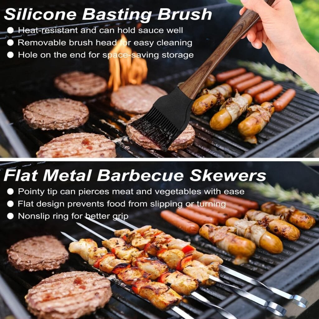 POLIGO 26PCS Heavy Duty BBQ Grill Accessories Set, Non-Slip Grill Tools for Outdoor Grill Set Thicker Stainless Steel Grill Utensils Set, Grilling Tools Set Fathers Day Birthday Gifts for Dad Men