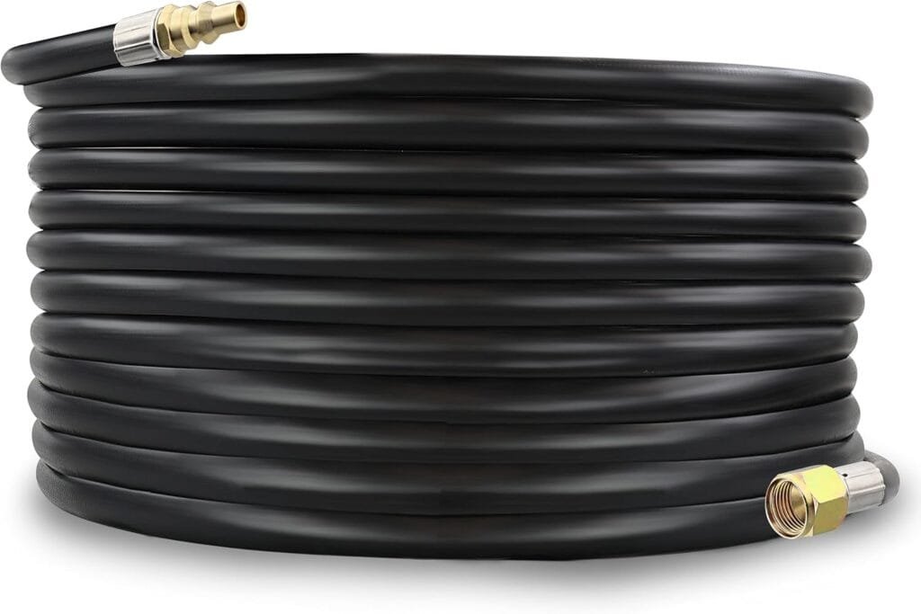 Dumble 18 Feet Low Pressure Propane Quick Connect Hose Extension - 3/8 Inch Female Flare and 1/4 Inch Male Quick Connect for RV, Camper, BBQ Grill, Propane Tank, Heater, and Firepits
