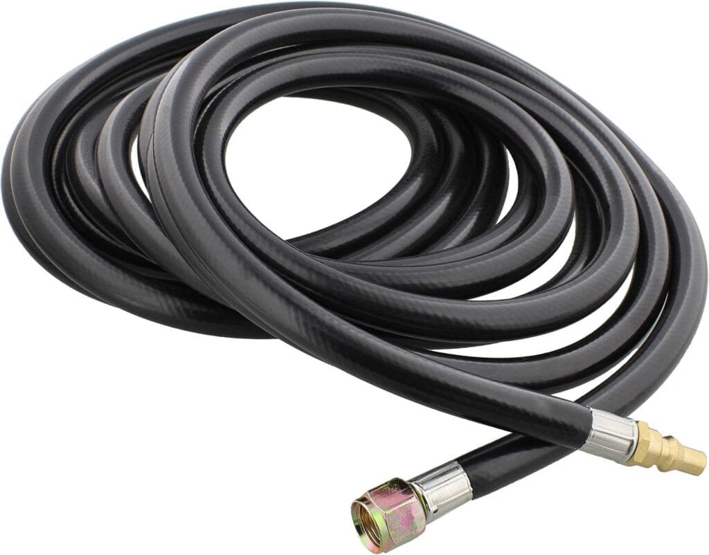 Dumble 18 Feet Low Pressure Propane Quick Connect Hose Extension - 3/8 Inch Female Flare and 1/4 Inch Male Quick Connect for RV, Camper, BBQ Grill, Propane Tank, Heater, and Firepits