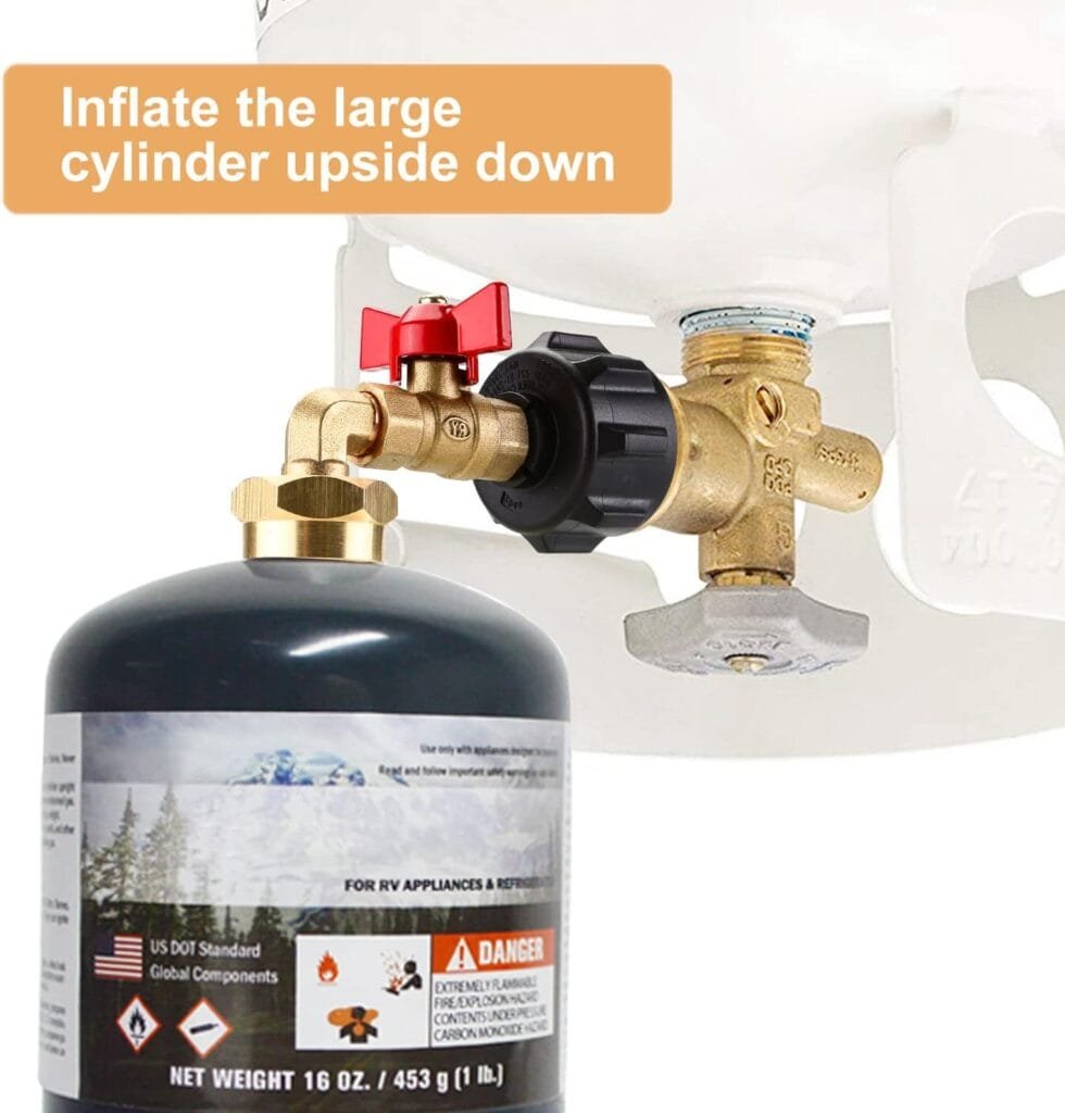 WADEO Propane Refill Adapter, Propane Tank Adapter with ON/Off Control Valv for 1 lb. Tanks, Fill 1 lb Tanks to Be Refilled Gas from 5 to 40 LB Propane Tank