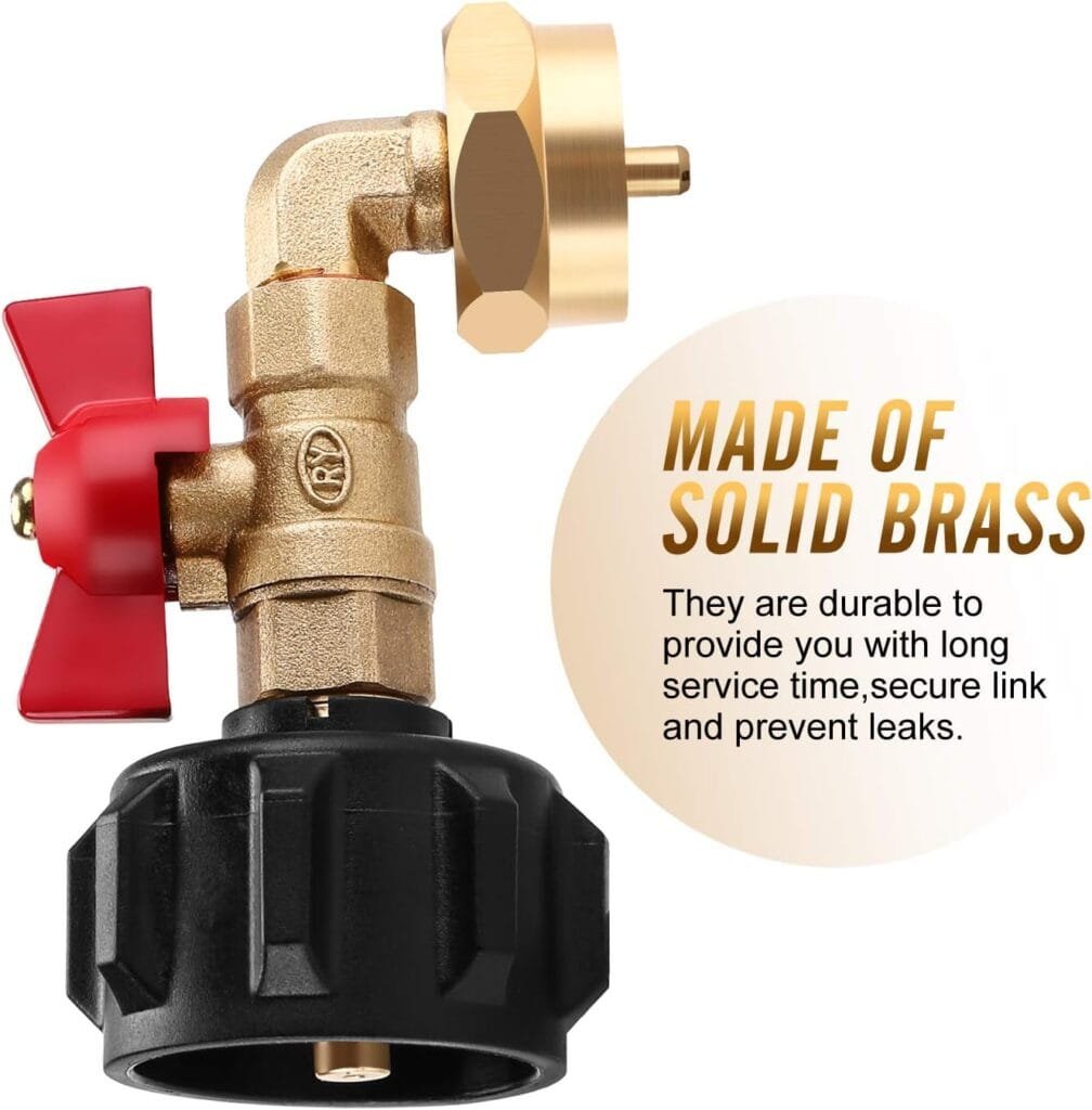 WADEO Propane Refill Adapter, Propane Tank Adapter with ON/Off Control Valv for 1 lb. Tanks, Fill 1 lb Tanks to Be Refilled Gas from 5 to 40 LB Propane Tank