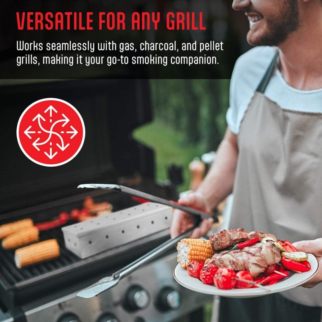 Kaluns Universal Stainless Steel Smoker Box, Gas or Charcoal Grill Smoke Box, Works with Wood Chips, add Delicious Smoked Flavor, Hinged Lid,Warp Free Grill Accessories Kaluns Universal Stainless Steel Smoker Box, Gas or Charcoal Grill Smoke Box, Works with Wood Chips, add Delicious Smoked Flavor, Hinged Lid,Warp Free Grill Accessories