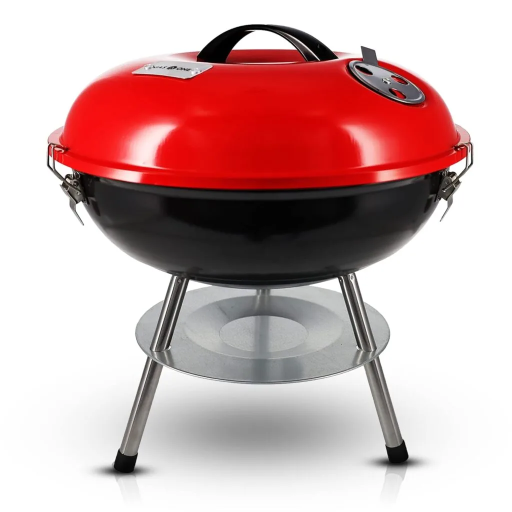 Gas One – 14-inch Portable Barbecue Grill with 3-Point Locking Lid for Heat Preservation – Dual Venting System – Small Charcoal Grill for Backyard, Camping, Boat Gas One – 14-inch Portable Barbecue Grill with 3-Point Locking Lid for Heat Preservation – Dual Venting System – Small Charcoal Grill for Backyard, Camping, Boat