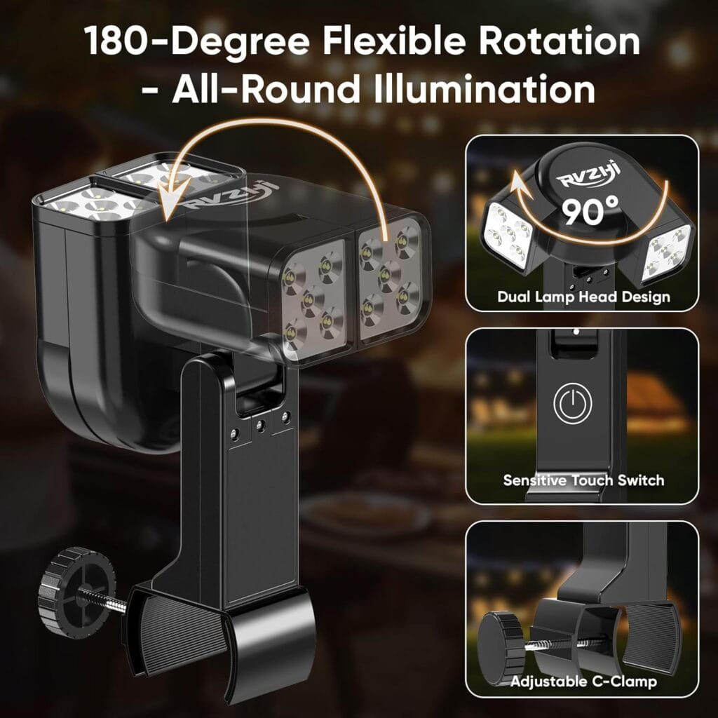 Grill Light BBQ Grilling Accessories - Funny Birthday Gifts for Men, Bright Dual Lamp Head Outdoor LED BBQ Light Smoker Grill Accessories, Unique Christmas Stocking Stuffers  White Elephant Gifts