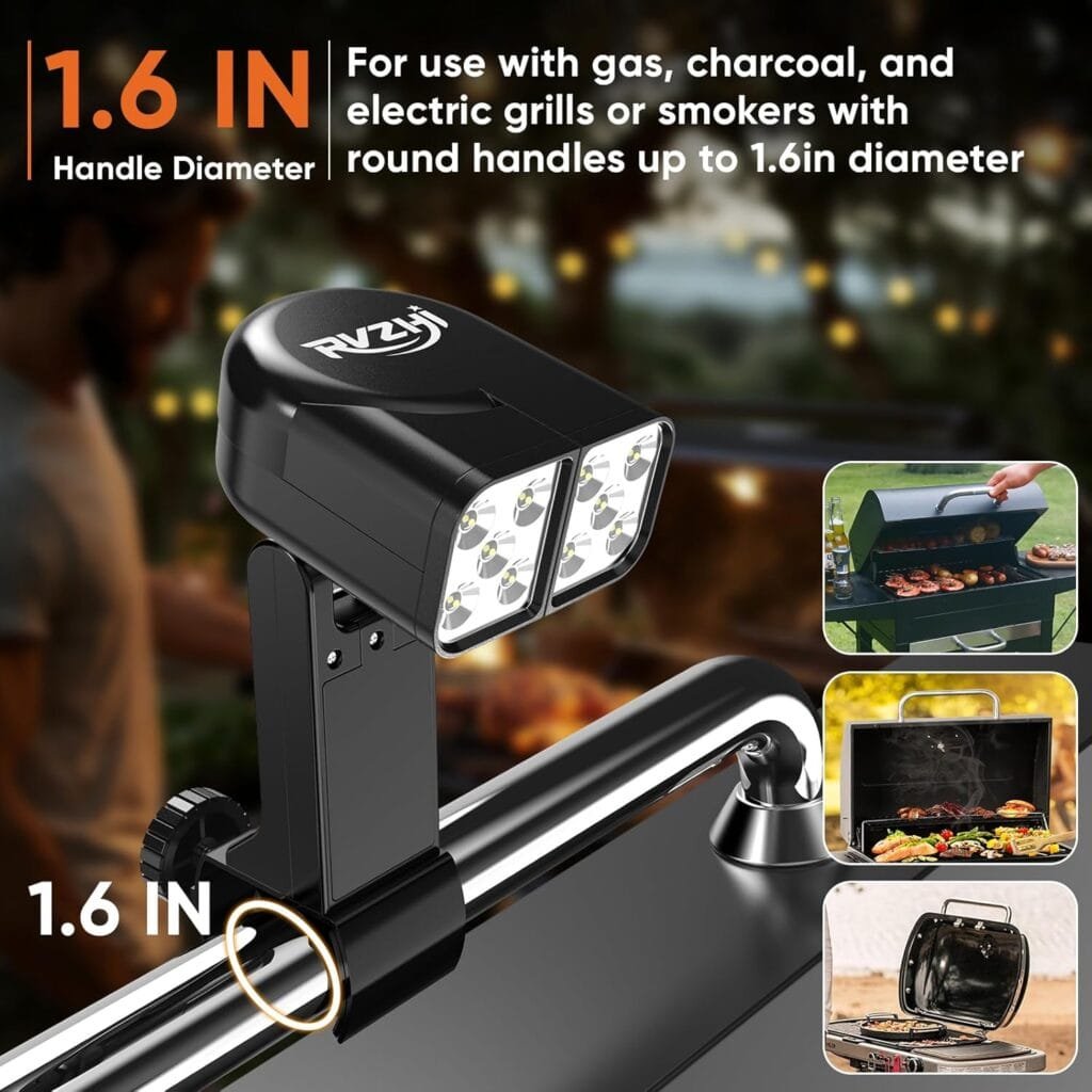 Grill Light BBQ Grilling Accessories - Funny Birthday Gifts for Men, Bright Dual Lamp Head Outdoor LED BBQ Light Smoker Grill Accessories, Unique Christmas Stocking Stuffers  White Elephant Gifts