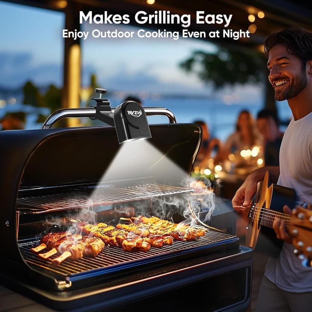 Grill Light BBQ Grilling Accessories - Funny Birthday Gifts for Men, Bright Dual Lamp Head Outdoor LED BBQ Light Smoker Grill Accessories, Unique Christmas Stocking Stuffers  White Elephant Gifts