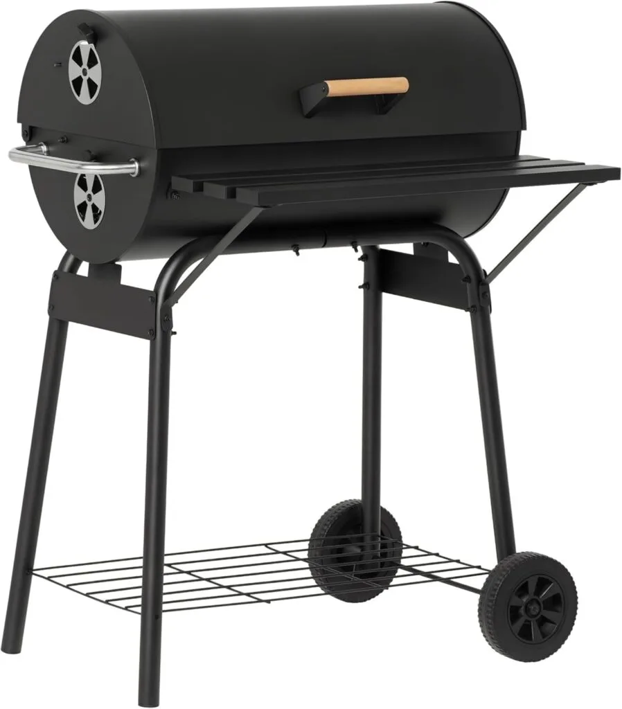 Outsunny 30 Portable Barrel Charcoal BBQ Grill, Steel Outdoor Barbecue Smoker with 370 Square Inches Cooking Space, Storage Shelf, Wheels for Garden Camping Picnic, Black Outsunny 30 Portable Barrel Charcoal BBQ Grill, Steel Outdoor Barbecue Smoker with 370 Square Inches Cooking Space, Storage Shelf, Wheels for Garden Camping Picnic, Black